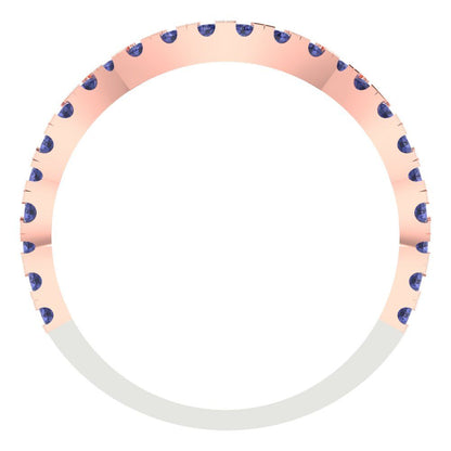 0.36 cttw Simulated Tanzanite Round Cut White/Rose Gold Eternity Wedding Band