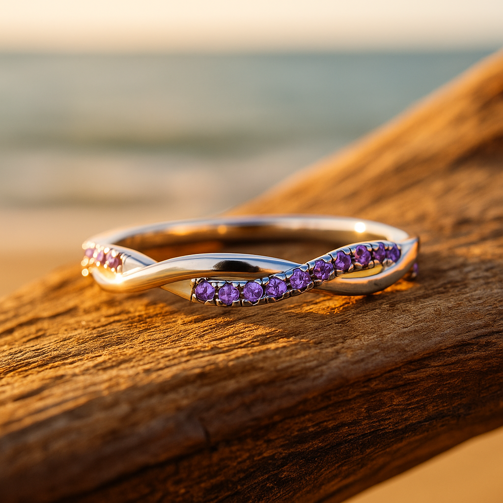 0.16 cttw Simulated Alexandrite Round Cut White Gold Eternity Wedding Band