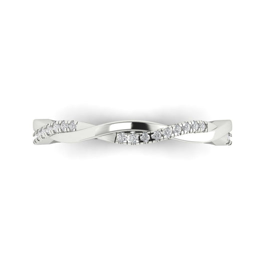 0.16 cttw White Sapphire Round Cut White Gold Eternity Wedding Band