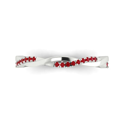 0.16 cttw Simulated Ruby Round Cut White Gold Eternity Wedding Band