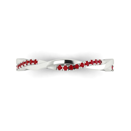 0.16 cttw Simulated Ruby Round Cut White Gold Eternity Wedding Band
