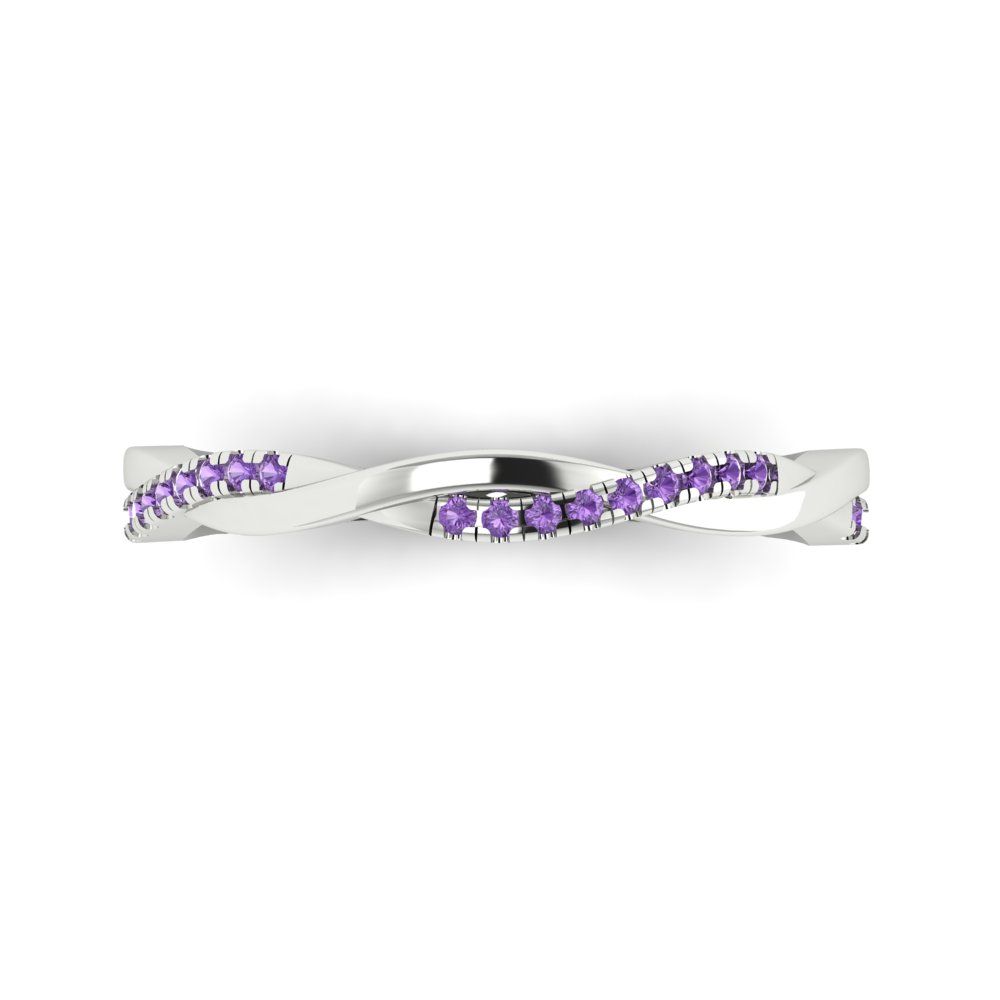 0.16 cttw Simulated Alexandrite Round Cut White Gold Eternity Wedding Band