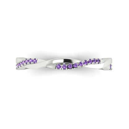 0.16 cttw Simulated Alexandrite Round Cut White Gold Eternity Wedding Band
