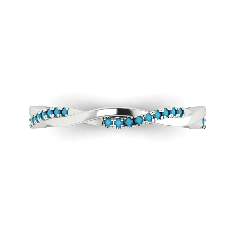 0.16 cttw Simulated Turquoise Round Cut White Gold Eternity Wedding Band