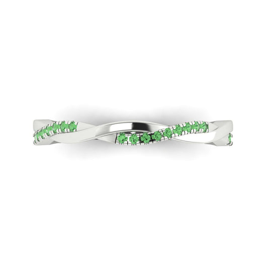 0.16 cttw Simulated Green Diamond Round Cut White Gold Eternity Wedding Band
