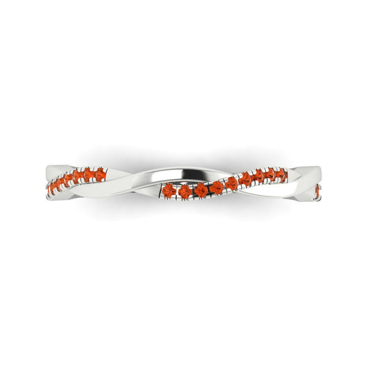 0.16 cttw Simulated Red Diamond Round Cut White Gold Eternity Wedding Band