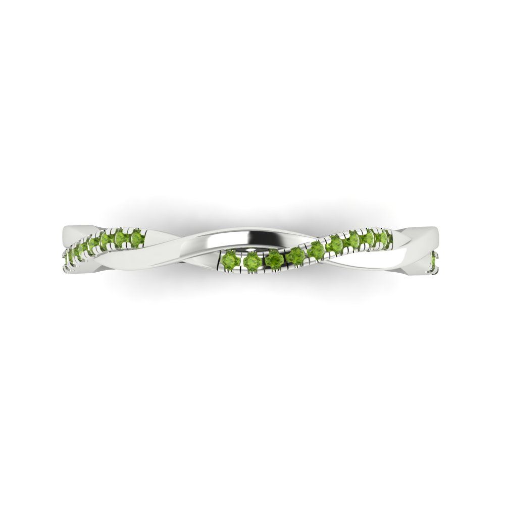 0.16 cttw Natural Peridot Round Cut White Gold Eternity Wedding Band