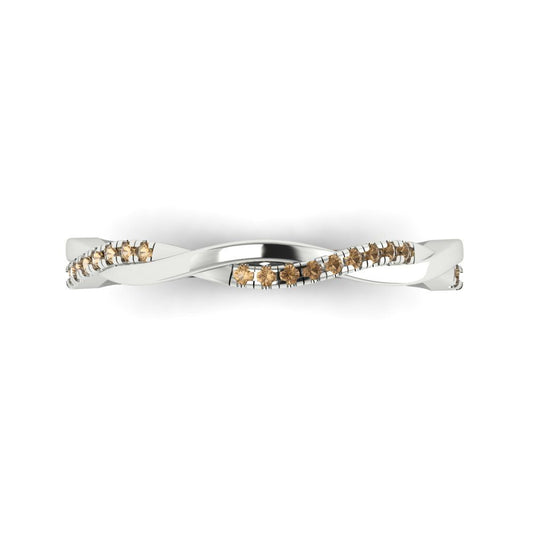 0.16 cttw Simulated Champagne Diamond Round Cut White Gold Eternity Wedding Band