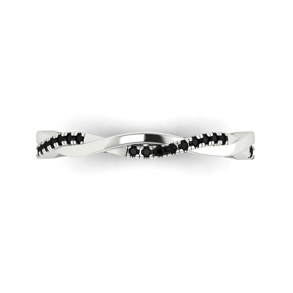 0.16 cttw Natural Onyx Round Cut White Gold Eternity Wedding Band