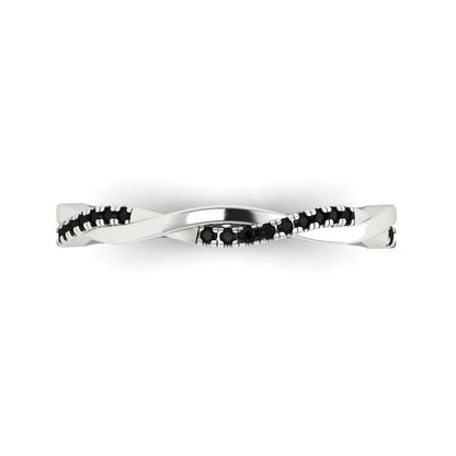 0.16 cttw Natural Onyx Round Cut White Gold Eternity Wedding Band