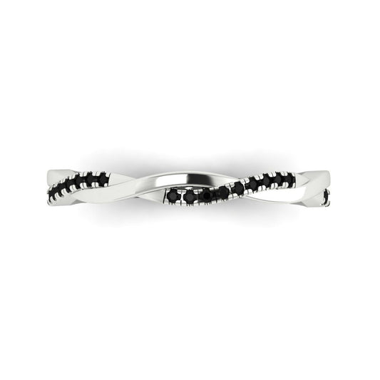 0.16 cttw Natural Onyx Round Cut White Gold Eternity Wedding Band