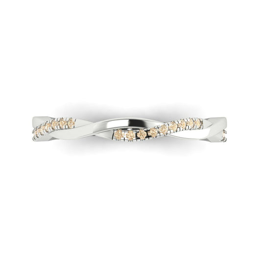 0.16 cttw Natural Morganite Round Cut White Gold Eternity Wedding Band