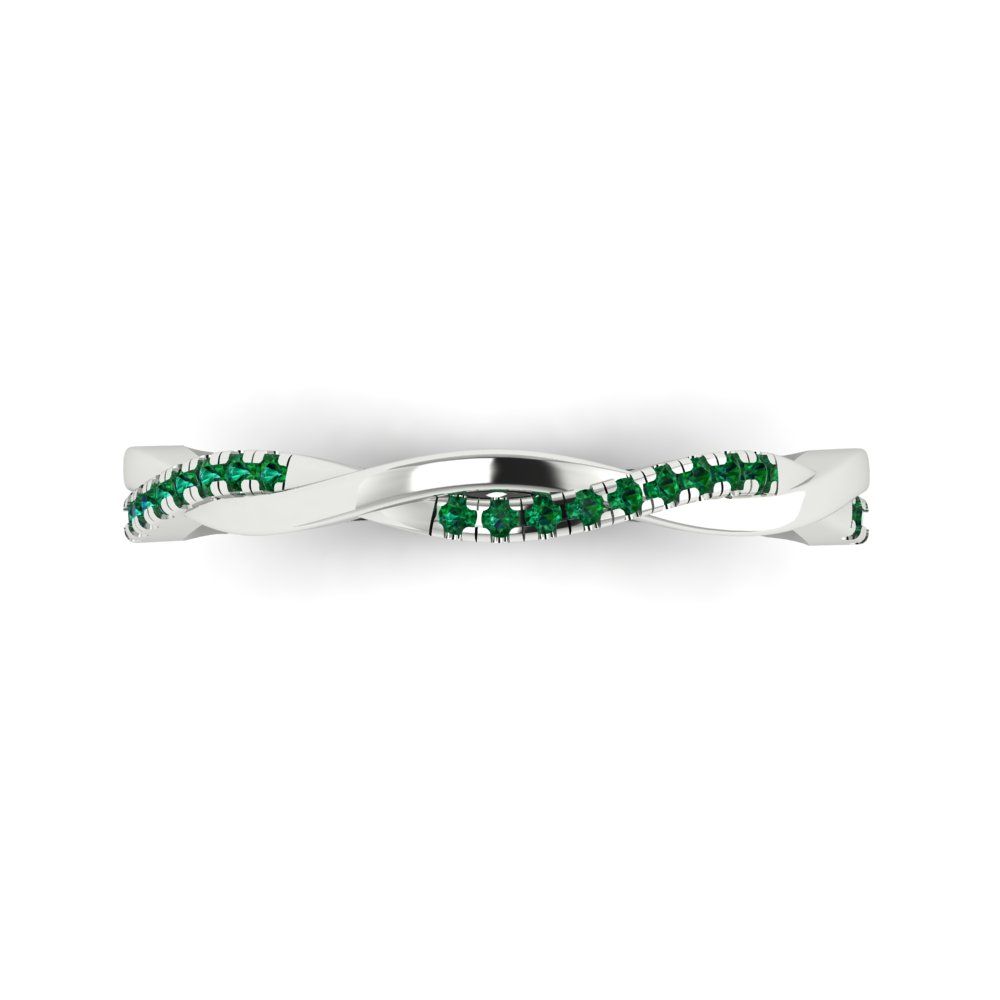 0.16 cttw Simulated Emerald Round Cut White Gold Eternity Wedding Band
