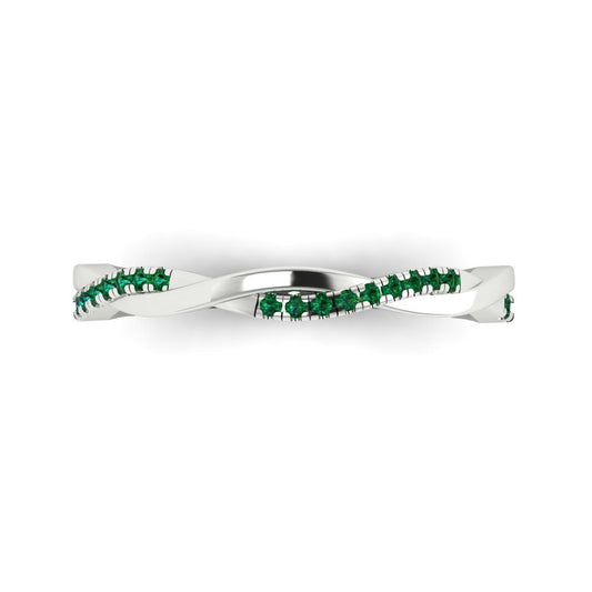 0.16 cttw Simulated Emerald Round Cut White Gold Eternity Wedding Band