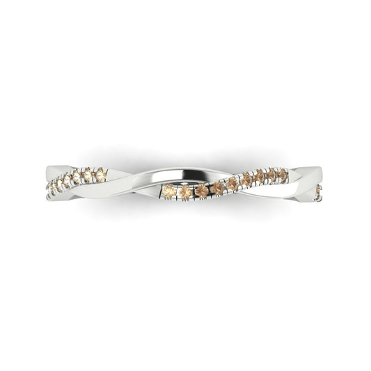 0.16 cttw Yellow Moissanite Round Cut White Gold Eternity Wedding Band