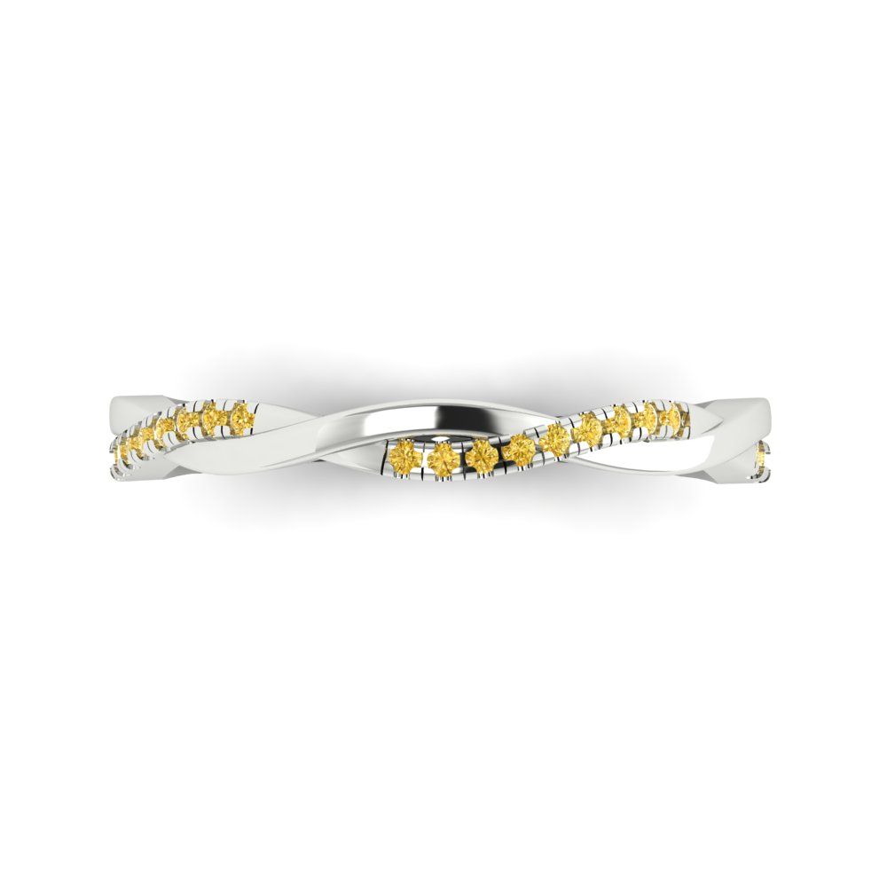 0.16 cttw Natural Citrine Round Cut White Gold Eternity Wedding Band