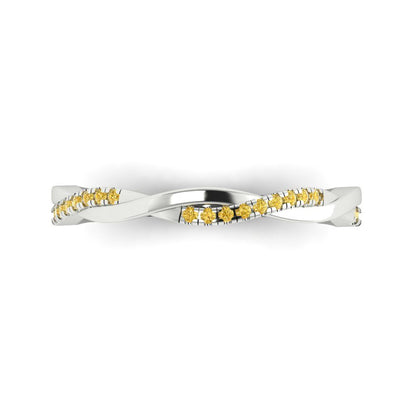 0.16 cttw Natural Citrine Round Cut White Gold Eternity Wedding Band
