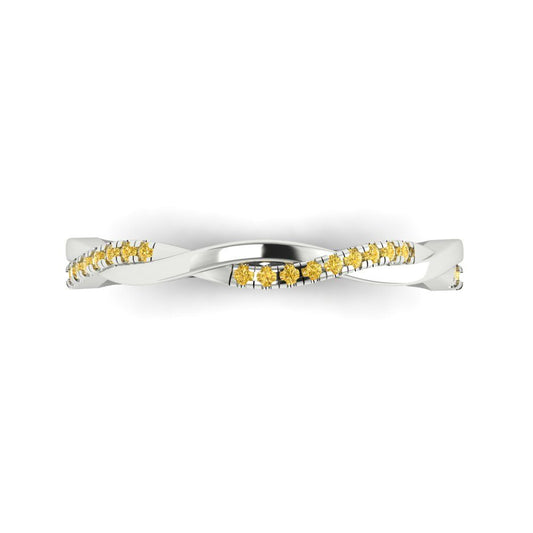 0.16 cttw Natural Citrine Round Cut White Gold Eternity Wedding Band