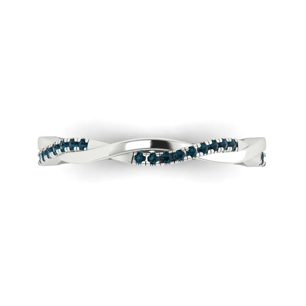 0.16 cttw Natural London Blue Topaz Round Cut White Gold Eternity Wedding Band
