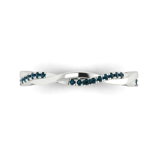 0.16 cttw Natural London Blue Topaz Round Cut White Gold Eternity Wedding Band