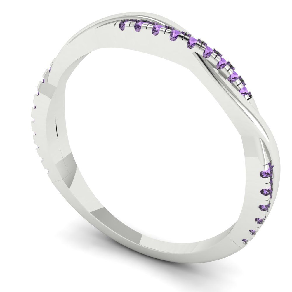 0.16 cttw Simulated Alexandrite Round Cut White Gold Eternity Wedding Band