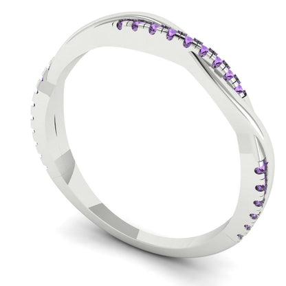 0.16 cttw Simulated Alexandrite Round Cut White Gold Eternity Wedding Band
