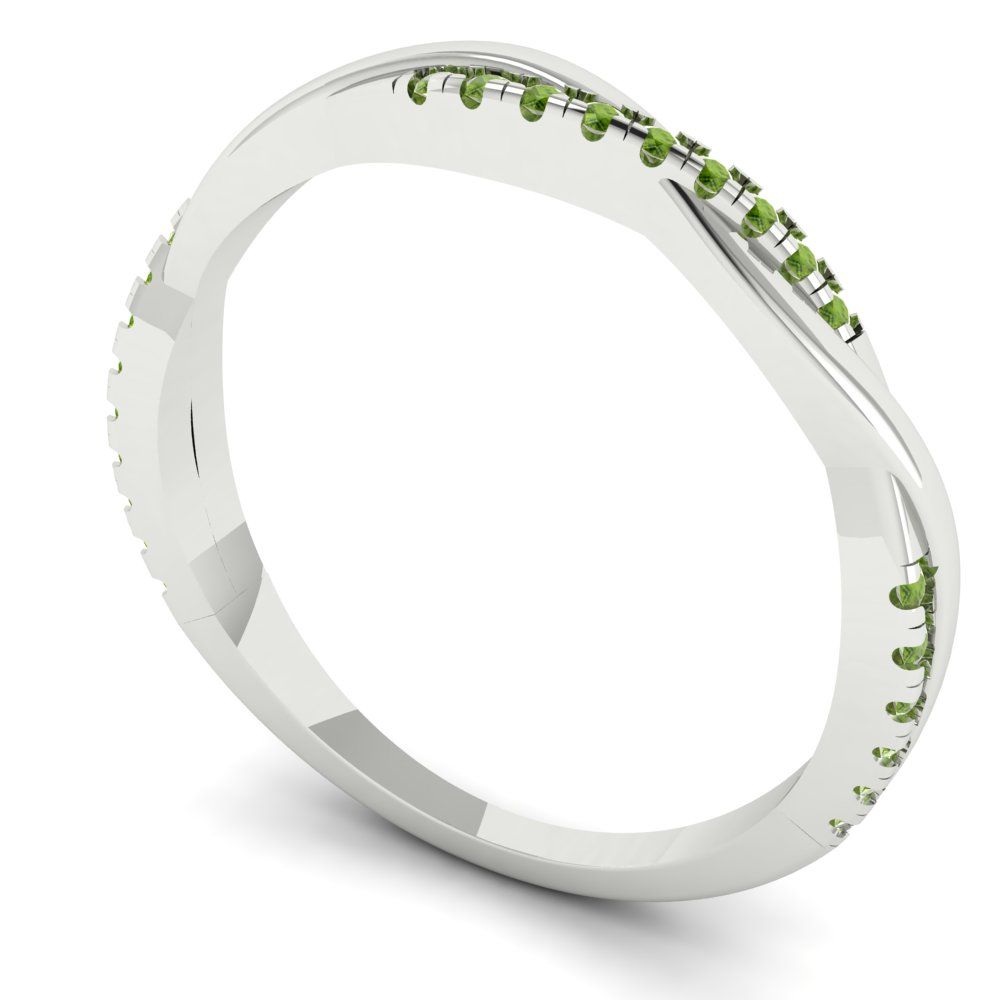 0.16 cttw Natural Peridot Round Cut White Gold Eternity Wedding Band