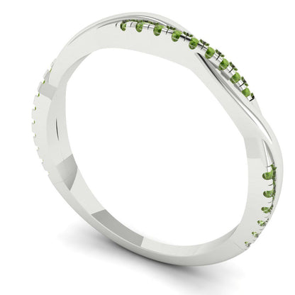 0.16 cttw Natural Peridot Round Cut White Gold Eternity Wedding Band