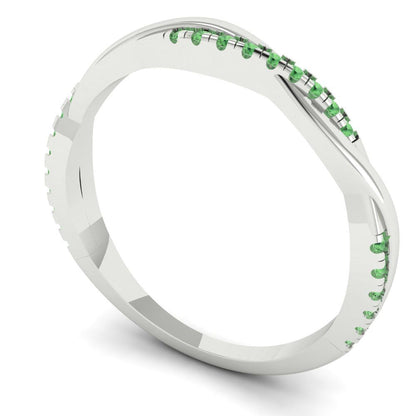 0.16 cttw Simulated Green Diamond Round Cut White Gold Eternity Wedding Band