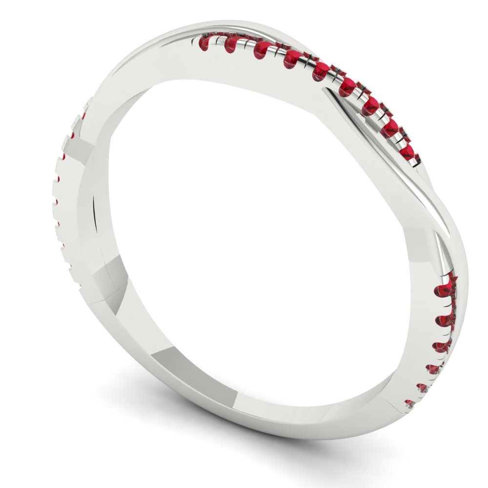 0.16 cttw Simulated Ruby Round Cut White Gold Eternity Wedding Band