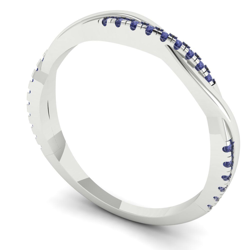 0.16 cttw Simulated Tanzanite Round Cut White Gold Eternity Wedding Band