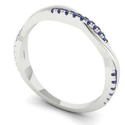 0.16 cttw Simulated Tanzanite Round Cut White Gold Eternity Wedding Band