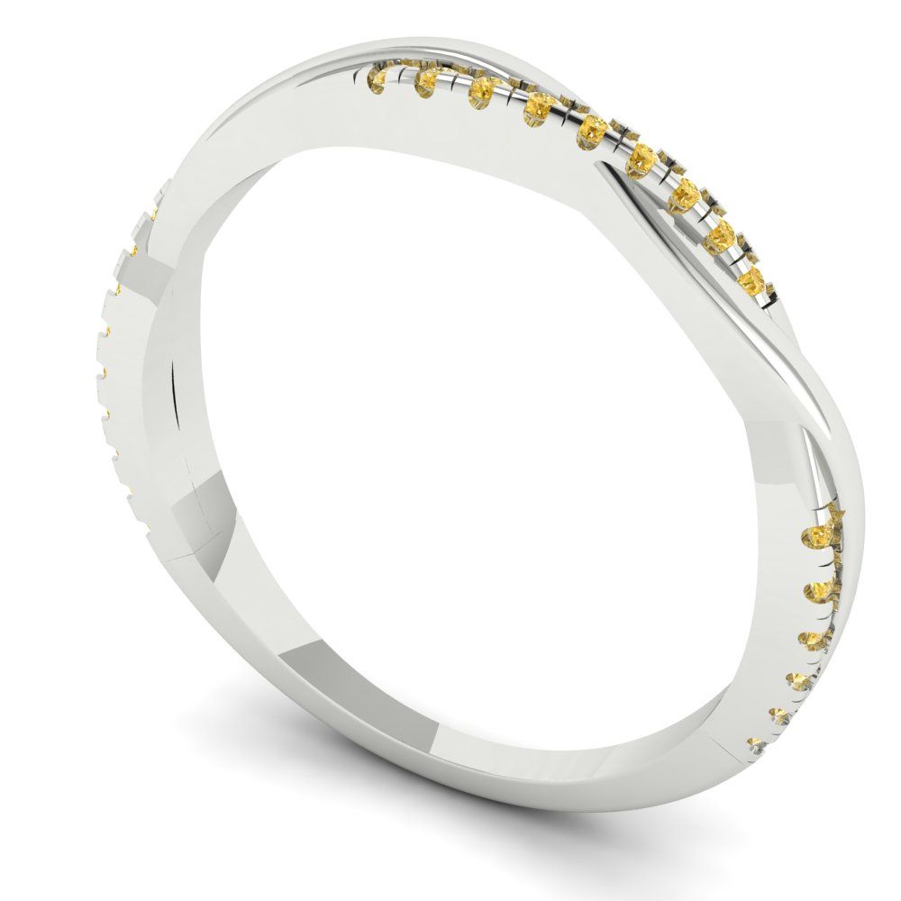 0.16 cttw Natural Citrine Round Cut White Gold Eternity Wedding Band