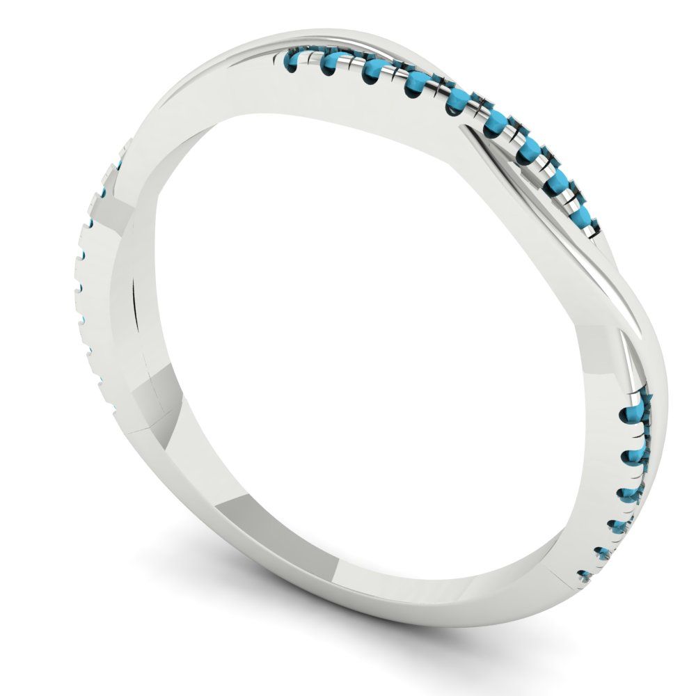 0.16 cttw Simulated Turquoise Round Cut White Gold Eternity Wedding Band