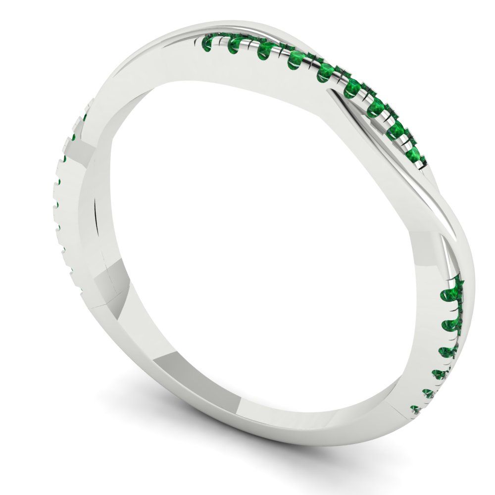 0.16 cttw Simulated Emerald Round Cut White Gold Eternity Wedding Band