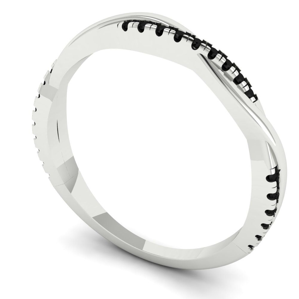 0.16 cttw Natural Onyx Round Cut White Gold Eternity Wedding Band