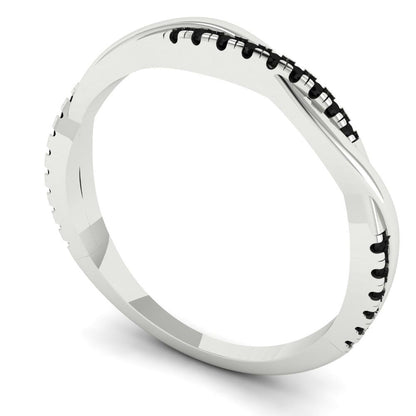 0.16 cttw Natural Onyx Round Cut White Gold Eternity Wedding Band
