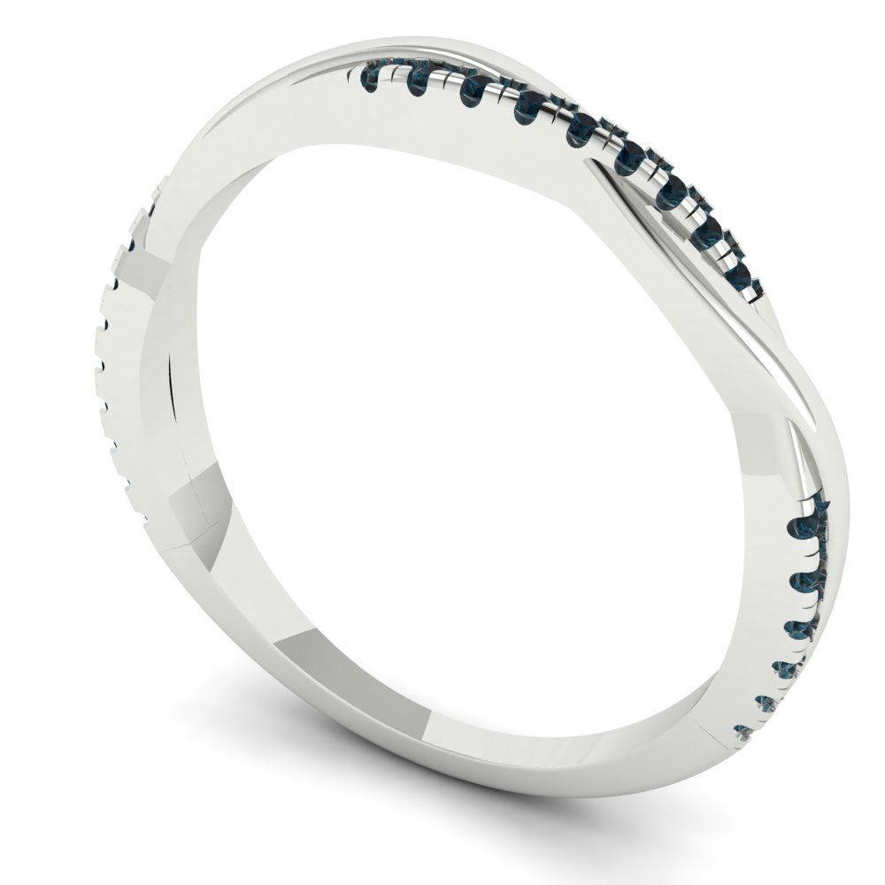0.16 cttw Natural London Blue Topaz Round Cut White Gold Eternity Wedding Band