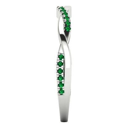 0.16 cttw Simulated Emerald Round Cut White Gold Eternity Wedding Band