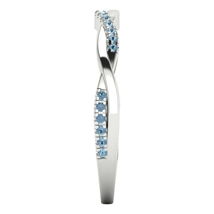 0.16 cttw Natural Sky Blue Topaz Round Cut White Gold Eternity Wedding Band