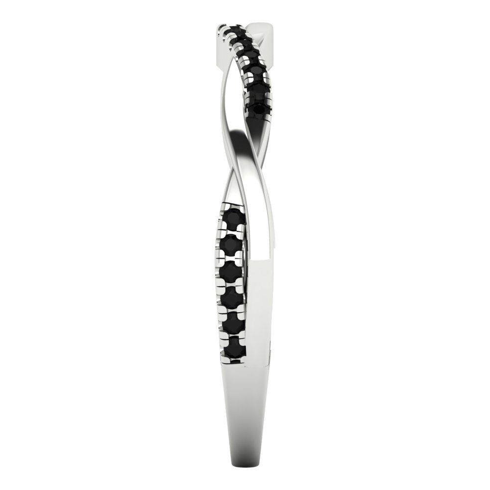 0.16 cttw Natural Onyx Round Cut White Gold Eternity Wedding Band