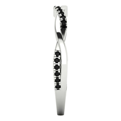 0.16 cttw Natural Onyx Round Cut White Gold Eternity Wedding Band