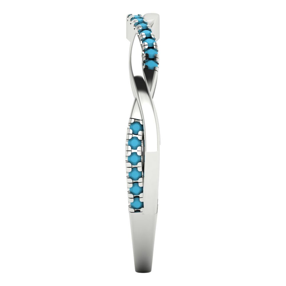 0.16 cttw Simulated Turquoise Round Cut White Gold Eternity Wedding Band