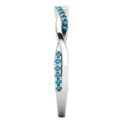0.16 cttw Simulated Turquoise Round Cut White Gold Eternity Wedding Band