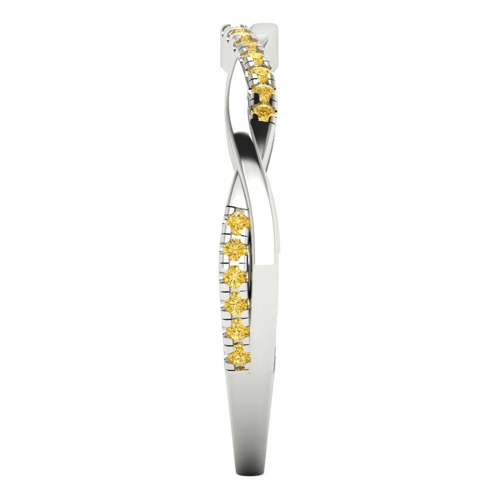 0.16 cttw Natural Citrine Round Cut White Gold Eternity Wedding Band