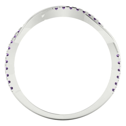 0.16 cttw Simulated Alexandrite Round Cut White Gold Eternity Wedding Band