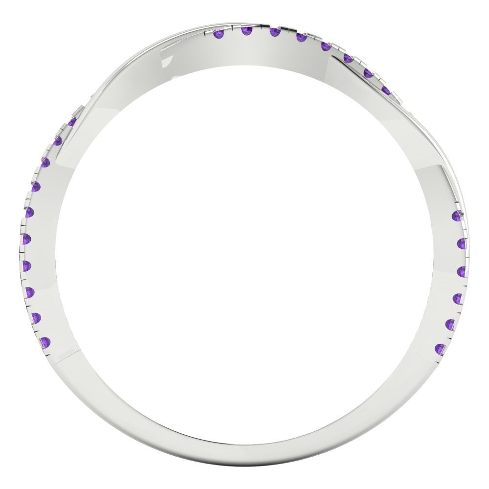0.16 cttw Natural Amethyst Round Cut White Gold Eternity Wedding Band