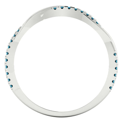 0.16 cttw Simulated Turquoise Round Cut White Gold Eternity Wedding Band