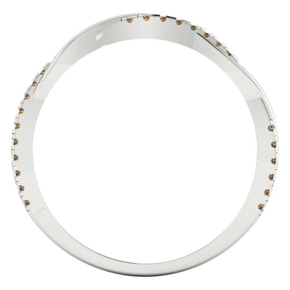 0.16 cttw Simulated Champagne Diamond Round Cut White Gold Eternity Wedding Band