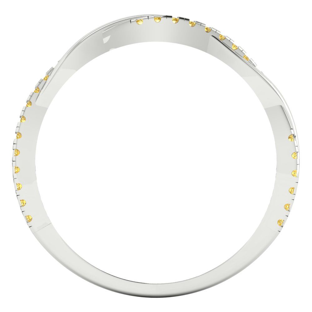 0.16 cttw Natural Citrine Round Cut White Gold Eternity Wedding Band